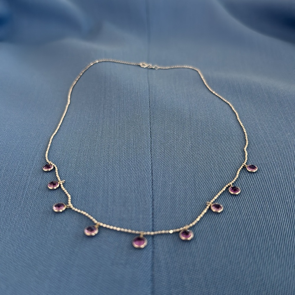 14 karat white gold and amethyst necklace. - Picture 3 of 6